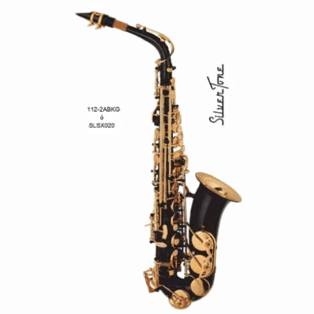Saxofon Silvertone Alto Eb Negro Llaves Pabellon Dorado Slsx020